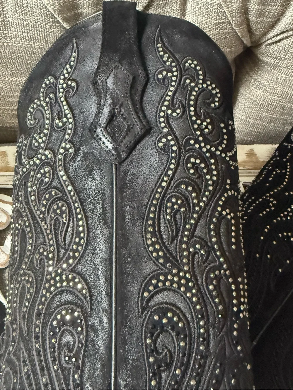Corral Black Embellished Over-the-Knee Western Black Boots Women’s 8